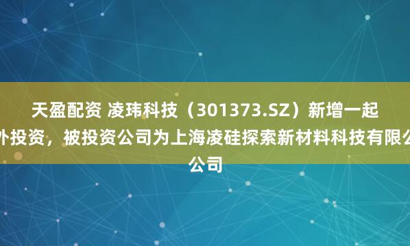 天盈配资 凌玮科技（301373.SZ）新增一起对外投资，被投资公司为上海凌硅探索新材料科技有限公司